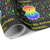 8. Geburtstag: Farbige Musiksymbole, Regenbogen 8 Geschenkpapier (Rolleneckpunkt)