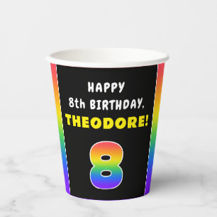 8. Geburtstag: Farbiger Regenbogen # 8, Individuel Pappbecher