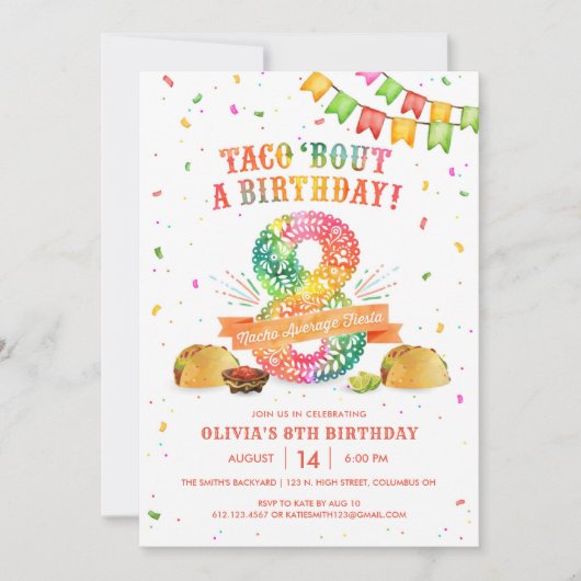 8. Geburtstag Fiesta Einladung (Vorderseite)