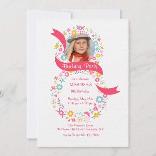 8. Geburtstag Foto Einladung (Vorderseite)