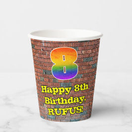 8. Geburtstag: Fun Graffiti Inspiriert Regenbogen  Pappbecher