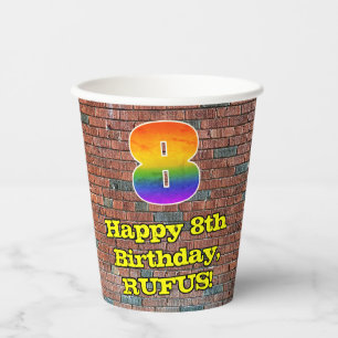 8. Geburtstag: Fun Graffiti Inspiriert Regenbogen Pappbecher