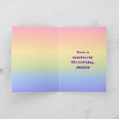 8. Geburtstag: Fun Rainbow #, Custom Fotos + Name Karte (Innenseite)
