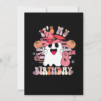 8. Geburtstag Geschenke Spooky Boo Groovy Retro 70 Einladung