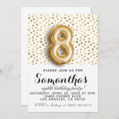 8. Geburtstag Gold Punkt Einladung (Vorne/Hinten)