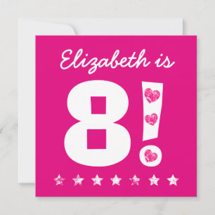 8. Geburtstag Individuelle Name Rosa für GIRL A09 Einladung