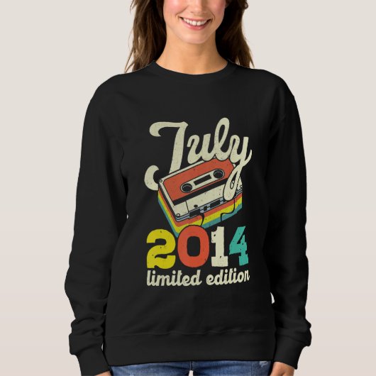8. Geburtstag Juli 2014 Vintage Kassette Sweatshirt (Vorderseite)