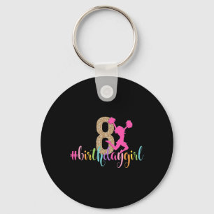 8. Geburtstag Mädchen Cheerleader Regenbogen Cheer Schlüsselanhänger
