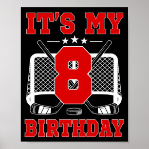 8. Geburtstag Mädchen Eishockey Thema 8 Jahre alt Poster