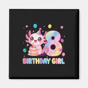 8. Geburtstag Mädchen Süßer Axolotl 8 Jahre Alt Ge Magnet
