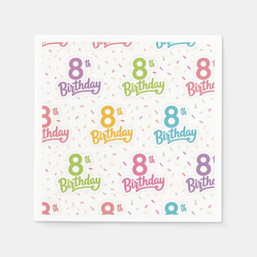 8. Geburtstag Papiertücher, 8. Geburtstagsfeier Serviette (Vorderseite)