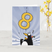 8. Geburtstag - Pinguin-Überraschung Karte (Gelbe Blume)