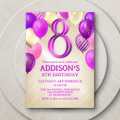 8. Geburtstag Pink Balloons Einladung