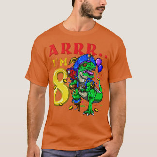 8. Geburtstag Pirate Dinosaurier T-Shirt
