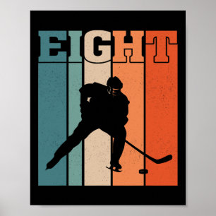 8. Geburtstag Retro Eishockey 8 Jahre alter Junge Poster