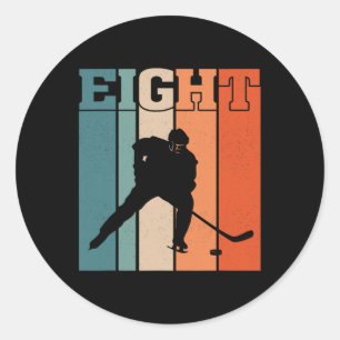 8. Geburtstag Retro Eishockey 8 Jahre Altes Junge  Runder Aufkleber