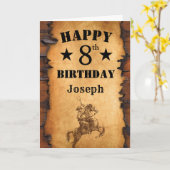 8. Geburtstag Rustikaler Western Cowboy Pferd Karte (Gelbe Blume)