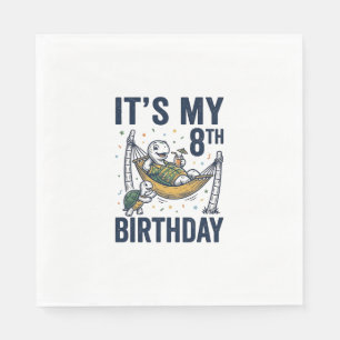 8. Geburtstag Schildkröte Hängematte Vintage Gravu Serviette
