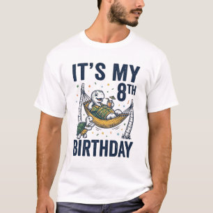 8. Geburtstag Schildkröte Hängematte Vintage Gravu T-Shirt