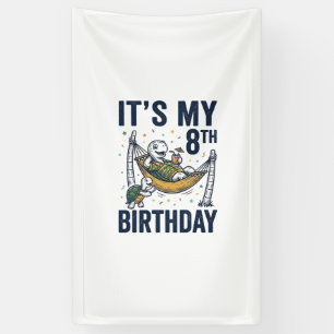 8. Geburtstag Schildkröten-Hängematte Vintage-Grav Banner