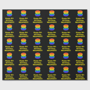 8. Geburtstag: Spaß, farbenfroher Regenbogen Inspi Geschenkpapier