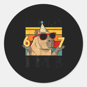 8. Geburtstag überlebt 67 8 lustiger Capybara-Kid Runder Aufkleber