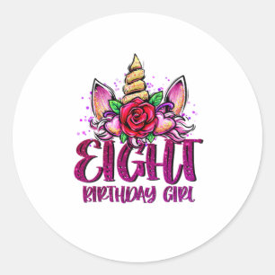 8. Geburtstags-Girl-Shirt 8 Jahre Altes Mädchen Ge Runder Aufkleber