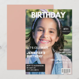8. Geburtstagseinladungen Mädchen Magazin-Cover Einladung