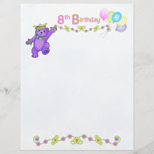 8. Geburtstagsfeier Prinzessin Bär Scrapbook Papie Flyer