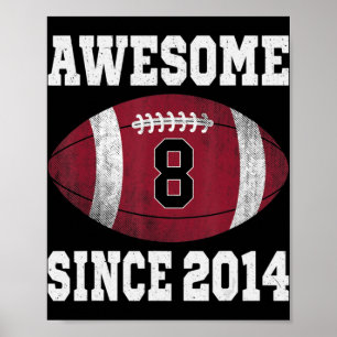 8. Geburtstagsfußballspieler 8 Jahre alt Vintag R Poster