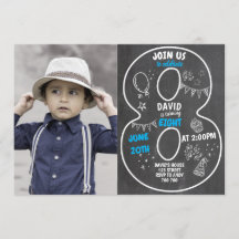 8. Geburtstagskarte mit Foto Nummer blau