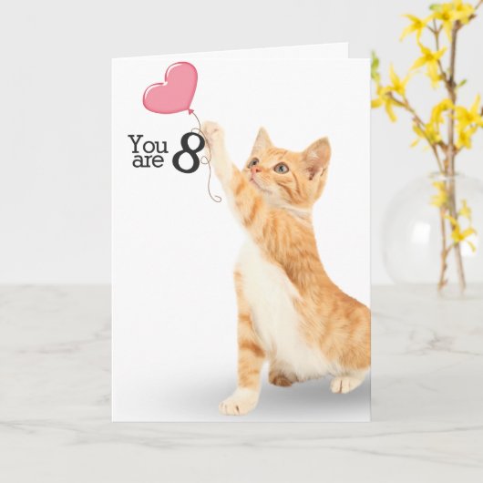 8. Geburtstagskatze Karte (Gelbe Blume)