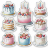 8 Geburtstagskuchen Aufkleber (Vorderseite)