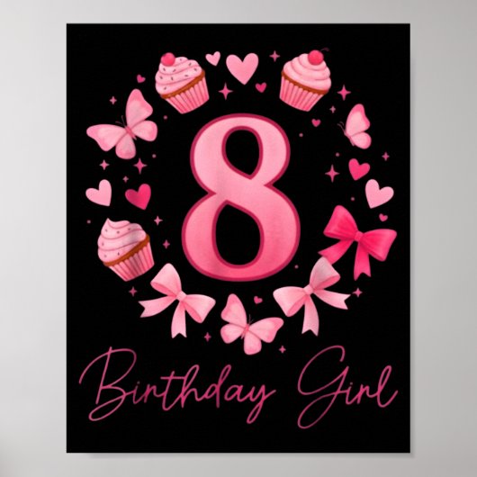 8. Geburtstagsmädchen Ästhetik Coquette Schleife Poster (Vorne)