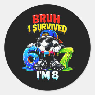 8. Geburtstagsoutfit Junge 8 Jahre alt Soccer Drip Runder Aufkleber