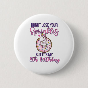 8. Geburtstagsparty Donut Einhorn Acht Jahre alt S Button