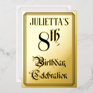 8. Geburtstagsparty — Elegantes Script + Individue Folieneinladung