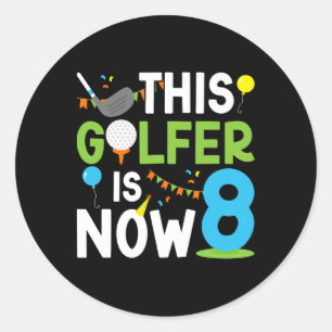 8. Geburtstagsparty Golf Boy Acht Jahr alter Golf  Runder Aufkleber