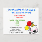 8. Geburtstagsparty personalisierte Einladungen (Rückseite)