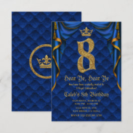 8. Geburtstagsparty Royal Blue Gold Crown Einladung