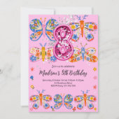 8. Geburtstagsschmetterling Einladung (Vorderseite)