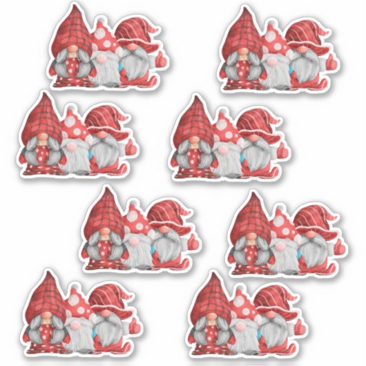 8 Gnomes Aufkleber rot und blau Weihnachten (Vorderseite)