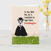 8. Grad-Abschluss-Karten-Enkelin mit Hund Karte (Gelbe Blume)