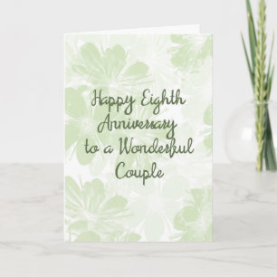 8. Hochzeitstag Grußkarte Grüne Blumen Karte