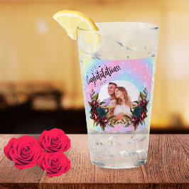 8. Hochzeitstag Romantisches Florales Paar Glas