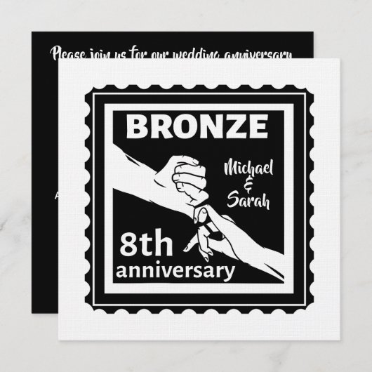 8. Hochzeitstag traditionelles Geschenk Bronze Einladung (Vorne/Hinten)