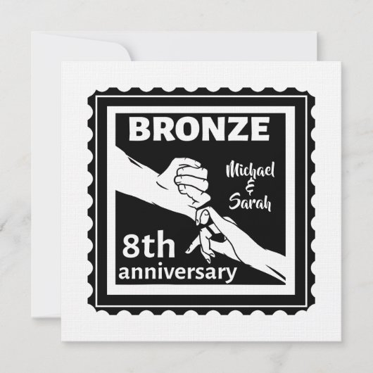 8. Hochzeitstag traditionelles Geschenk Bronze Einladung (Vorderseite)