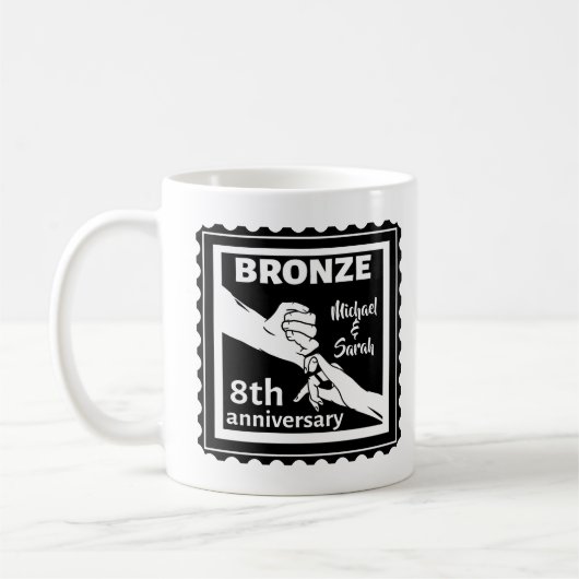 8. Hochzeitstag traditionelles Geschenk Bronze Kaffeetasse (Links)