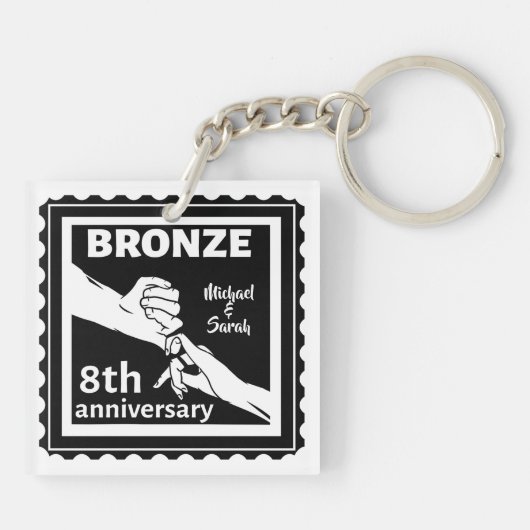 8. Hochzeitstag traditionelles Geschenk Bronze Schlüsselanhänger (Rückseite)