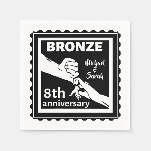 8. Hochzeitstag traditionelles Geschenk Bronze Serviette (Vorderseite)